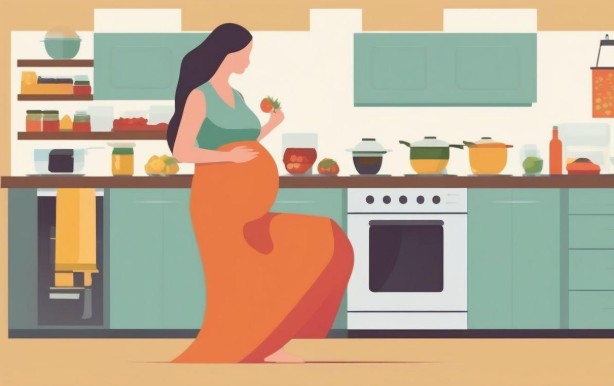 mother prepping healthy foods in kitchen